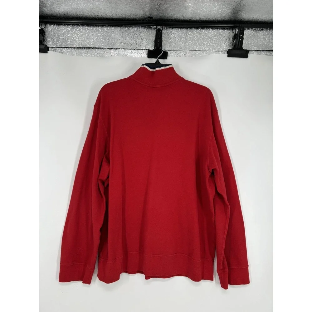 Polo Ralph Lauren Sweater‎ Men's XL Red White And Blue Mock Neck Quarter 1/4 Zip